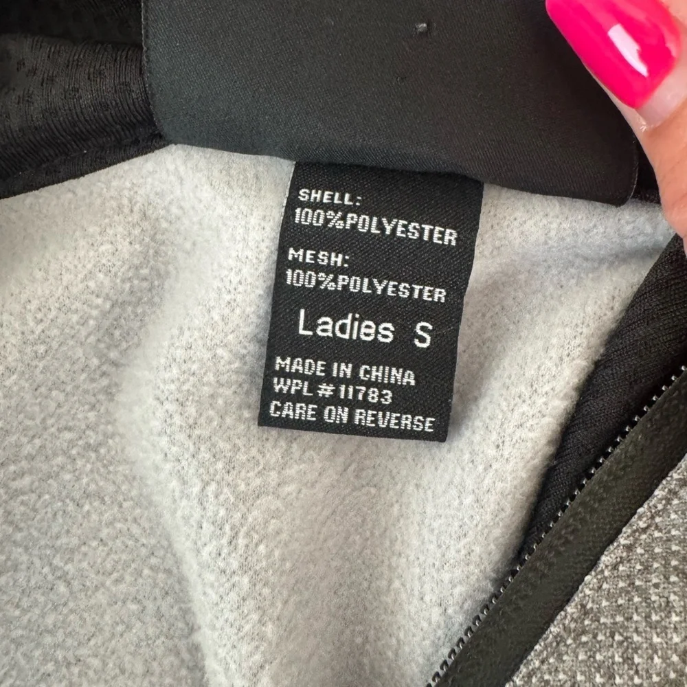 Holloway Ladies Small Gray Asymmetrical Zip Hooded Jacket Thumbholes Pockets k2